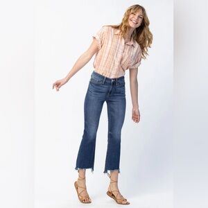 Judy Blue Jacey Mid-Rise Distressed Step Hem Cropped Bootcut Jeans Size 11/30